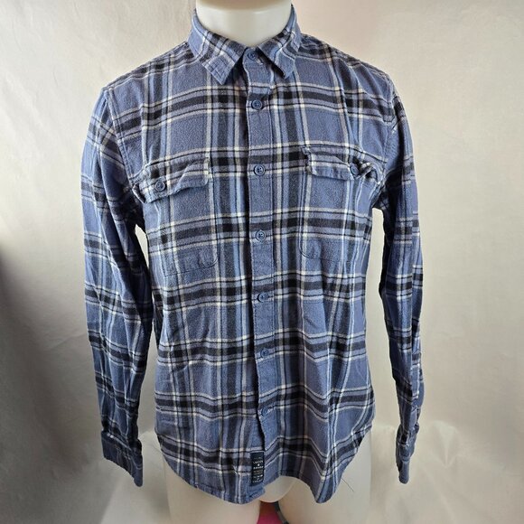 Lucky Brand Shirt mens Medium Blue Button Up Lightweight Flannel Plaid Outdoors - Picture 1 of 8